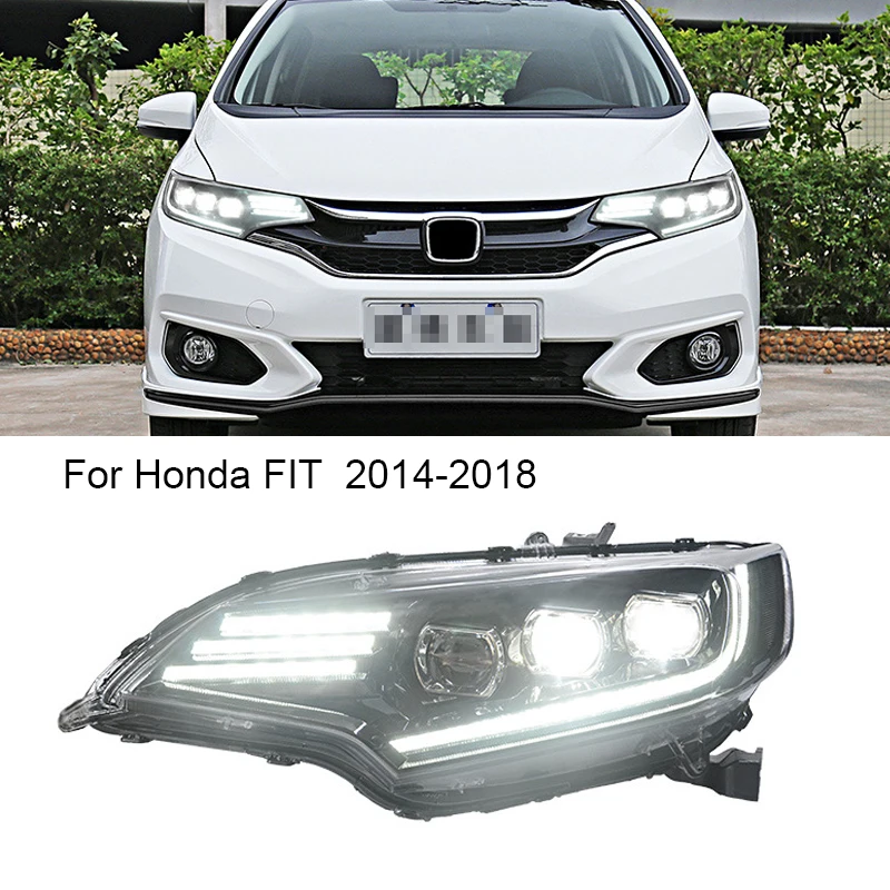 

CAR Head Lamp For Honda Jazz Fit LED Headlight 2014-2020 Headlights Fit DRL Turn Signal High Beam Angel Eye Projector Lens