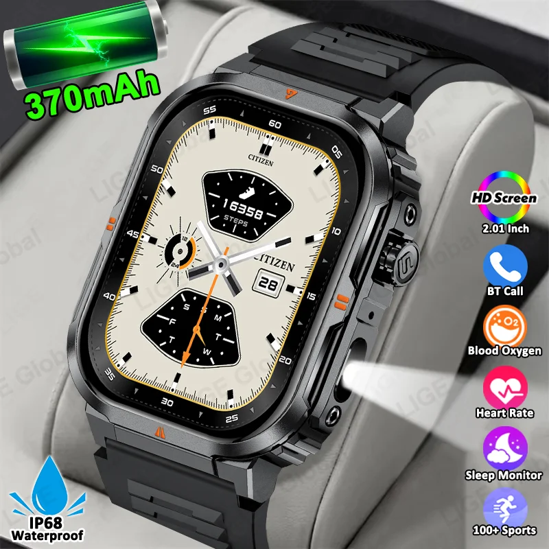 

LIGE New 370mAh Battery Smartwatch Men Women AI Voice Bluetooth Call Health Monitor IP68 Sport Fitness 2.01” HD Smart Watch Man