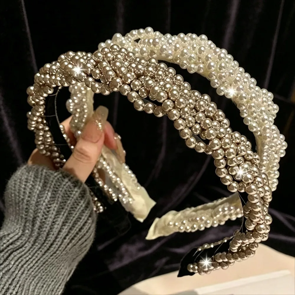 

Vintage Braided Pearl Headbands Elegant Fairy Tale Style Sparkling Headbands Non-Slip Women Hair Hoops Ladies Hair Accessories