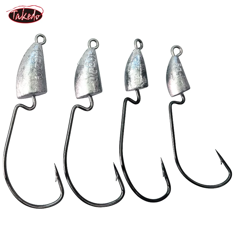 TAKEDO 5G 7G 10G 14G Bullet Crank Hook Set Hight Carbon Steel Carp Fishhook Soft Worm Fishing Hooks For Bass Carp Trout