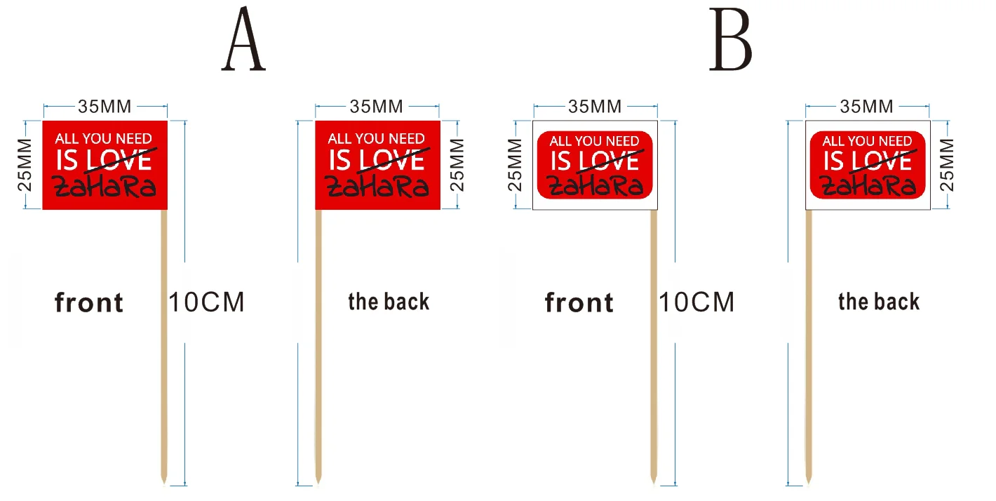 Custom 3.5x2.5cm-6.5CM-10000PCS  Custom Logo Toothpick Flags