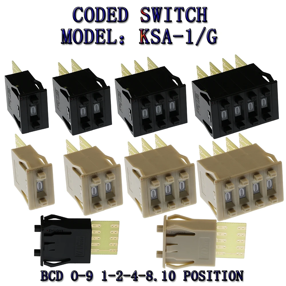 KSA-1/G thin BCD 8421C coding switch 0-9 code toggle switch 1/2/3/4 digital switch 5 contacts
