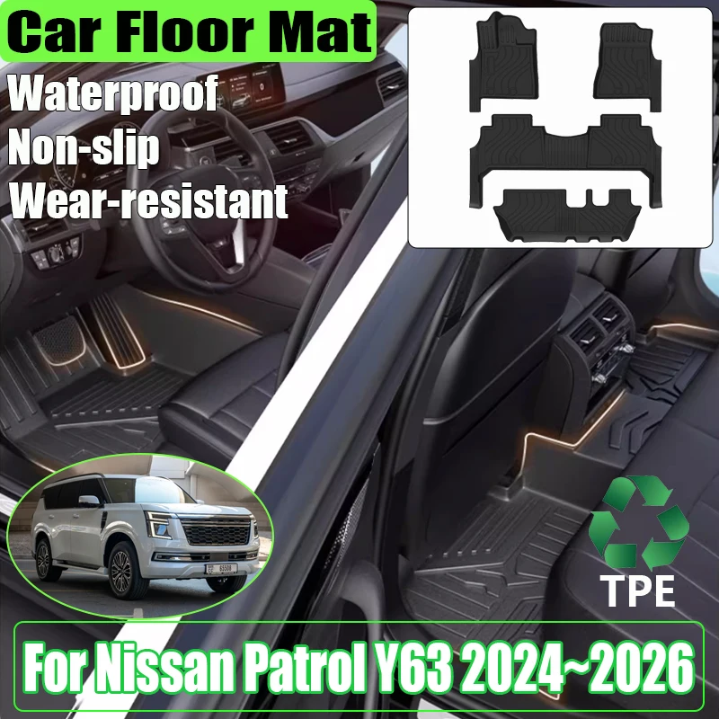 

Car Accesories For Nissan Armada Y63 Patrol 2024 2025 2026 TPE Trunk or Floor Mat Anti-scratch Mud Carpet LHD Foot Pad Full Rug