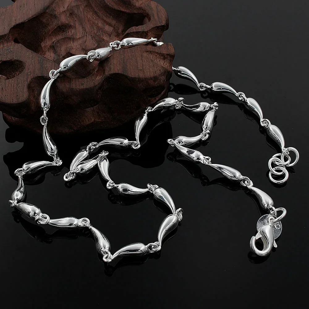 Popular Brands 925 sterling silver water drop chain Necklace for women jewelry designer wedding engagement gifts 45cm