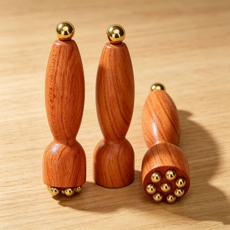 Facial Massager Lotus Seedpod Beauty Brass  Rosewood Facial Gua Sha Tool Eye Relaxation Spot Meridians Acupoint Massage Handheld