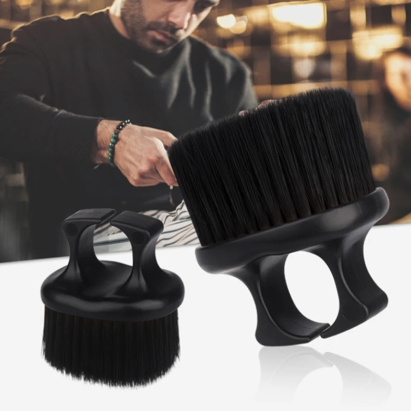 Plumero de cuello de anillo negro para peluquero, cepillo de corte de pelo suelto, cepillo de limpieza de pelo suave, herramientas de peluquería