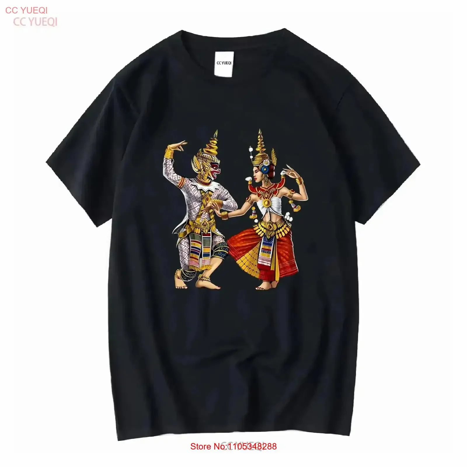 Cambodian Traditional Dance Khmer Apsara Dancer T Shirt vintage Washed Casual streetwear Slightly homme Top For Everyday Wear