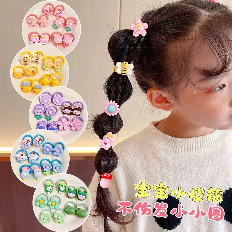 Girl\'s Hair Accessories Cute Cartoon Little Pinch Thumb Rings Children\'s Headbands Do Not Harm Hair Softness Sprouting Ropes