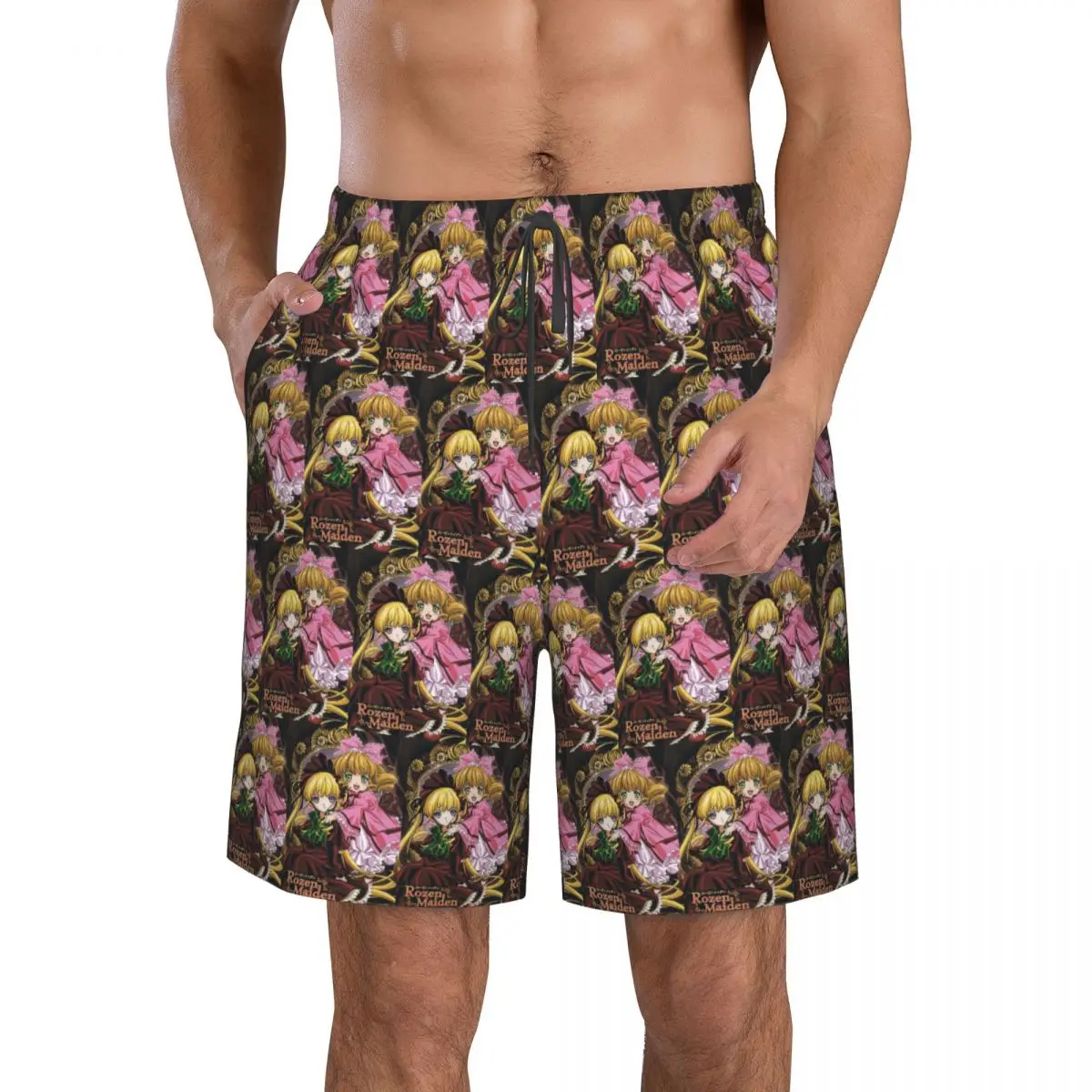 Romantic Anime Rozen Maiden Wantage Trunks Beach Board Shorts Casual Quick Dry Swim Summer Men Pants
