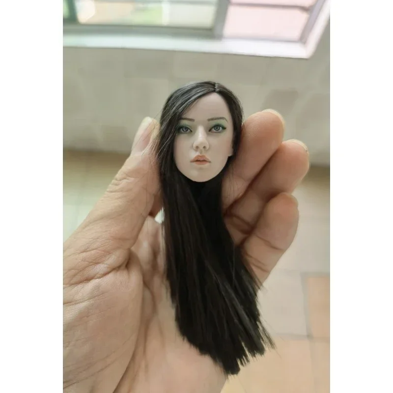 Asiático 1/6 escala beleza assassino cabeça esculpir soldado feminino longo preto cabelo reto cabeça jogado modelo para 12 "figura ph corpo boneca