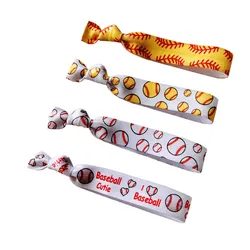 15 Colors 30pcs Baseball Printed Elastic Band Wholesale Girls Hair Tie Bracelet Ribbon Wristband Gifts Sports Ponytail Holder