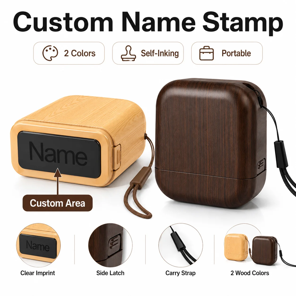 Signature Custom Name Stamp Personalized Text Stamp Wood Grain Kindergarten Clothes Label Office Business Customized Name Seal