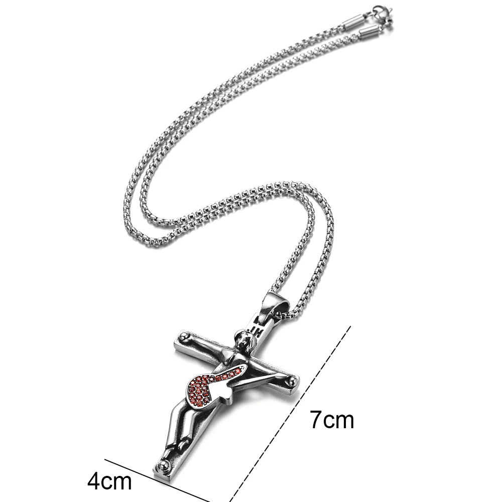 French Rocker Johnny Hallyday Guitar Cross Pendant Necklace Stainless Steel Floating Locket Christian Crucifix Men Jewelry Gift