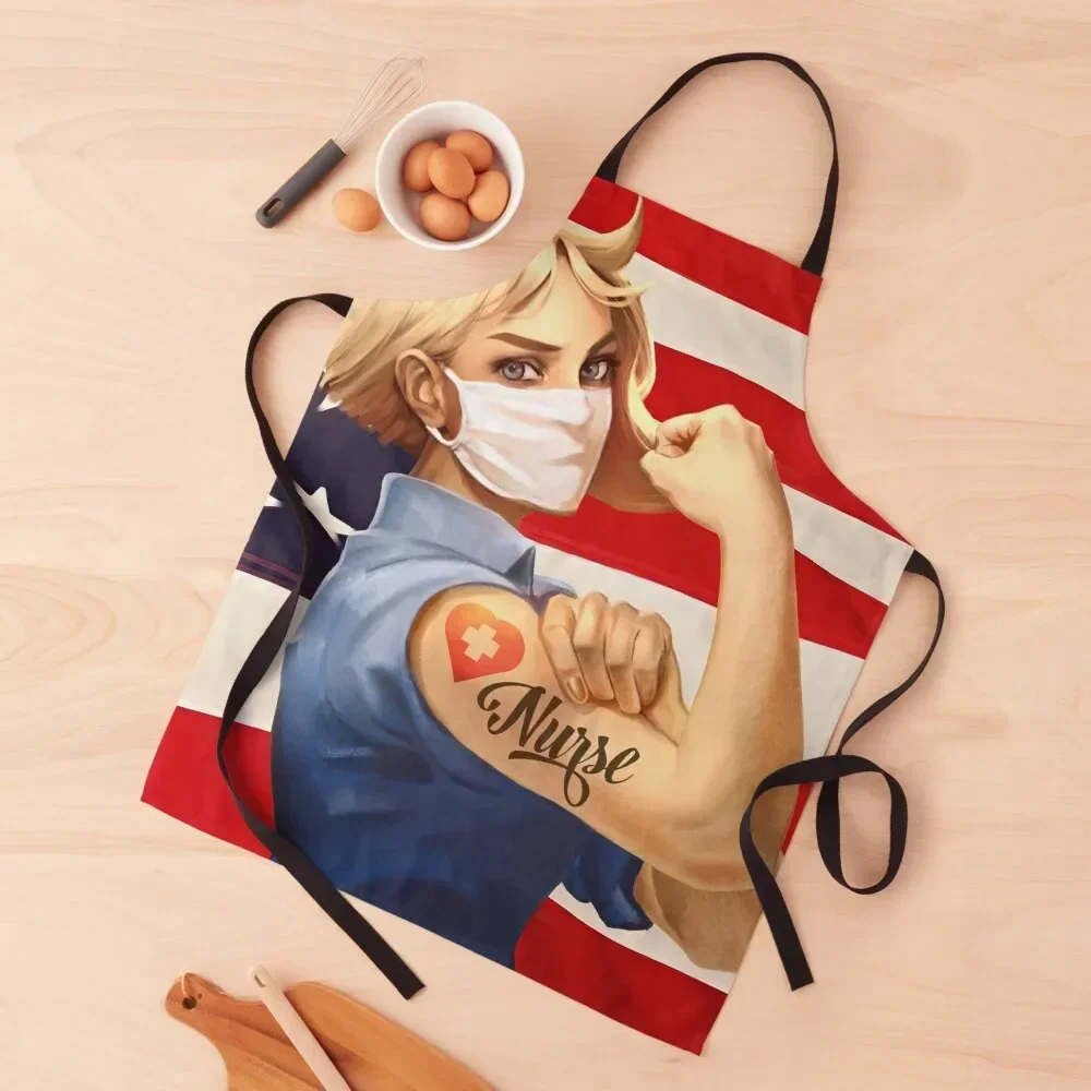 

Nurse Strong American Flag Apron Waterproof Household Items Kitchen Kitchen For Men Apron