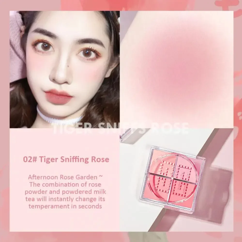 4 Square Grid Face Blusher Natural Facial Cheek Contour Blush Powder Matte Tint ผู้หญิงโปร่งแสง Powder แต่งหน้าเครื่องสําอาง