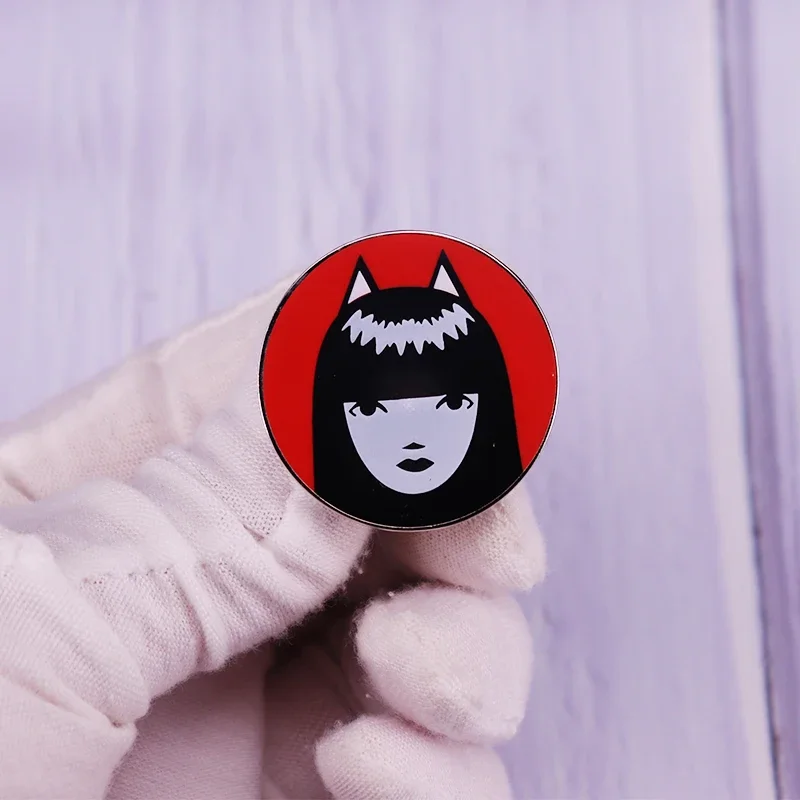 Emily The Strange Pin Gothic Button Brooch