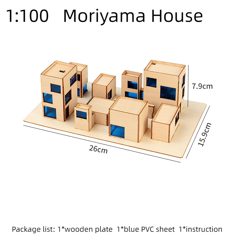 1:100 Japanese Architecture Model Kit Wooden Miniature Prefab House Building Set Modular Assembly Craft Project