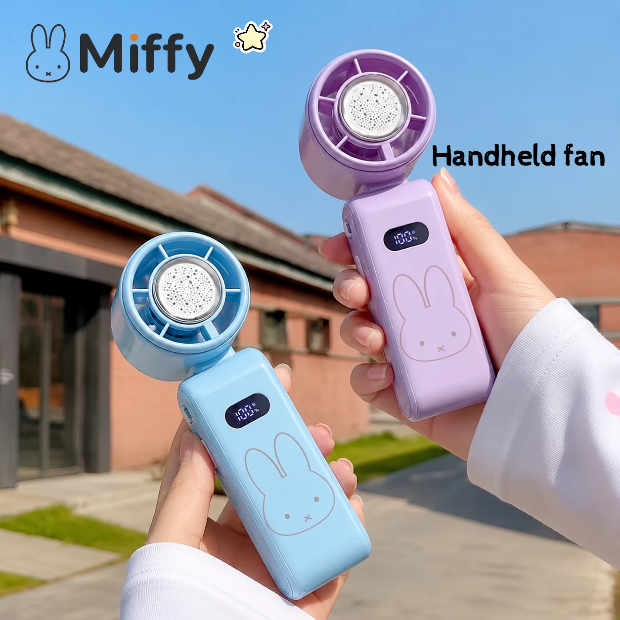 Hot Miffy Handheld Cooling Fan Adjustable Wind Speed Rechargeable Foldable Wearable Neck Fan Mini Desk Stand Long Battery Life