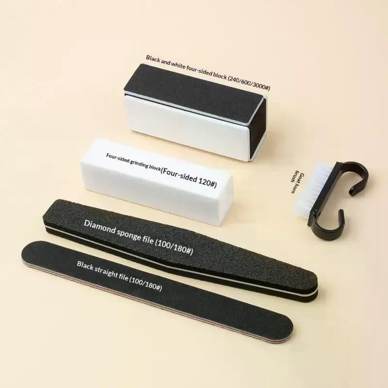 Nail Art Beginner Tool Set Multi Grit Buffing Blocks Nail Files Dust Brush for Home DIY Manicure Pedicure Daily Use