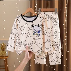 Sanrio Pacha Dog Silk Pajamas Women's Summer Cotton Short Sleeve Two-piece Set Children's Pajamas Homewear Pajamas Pants Set