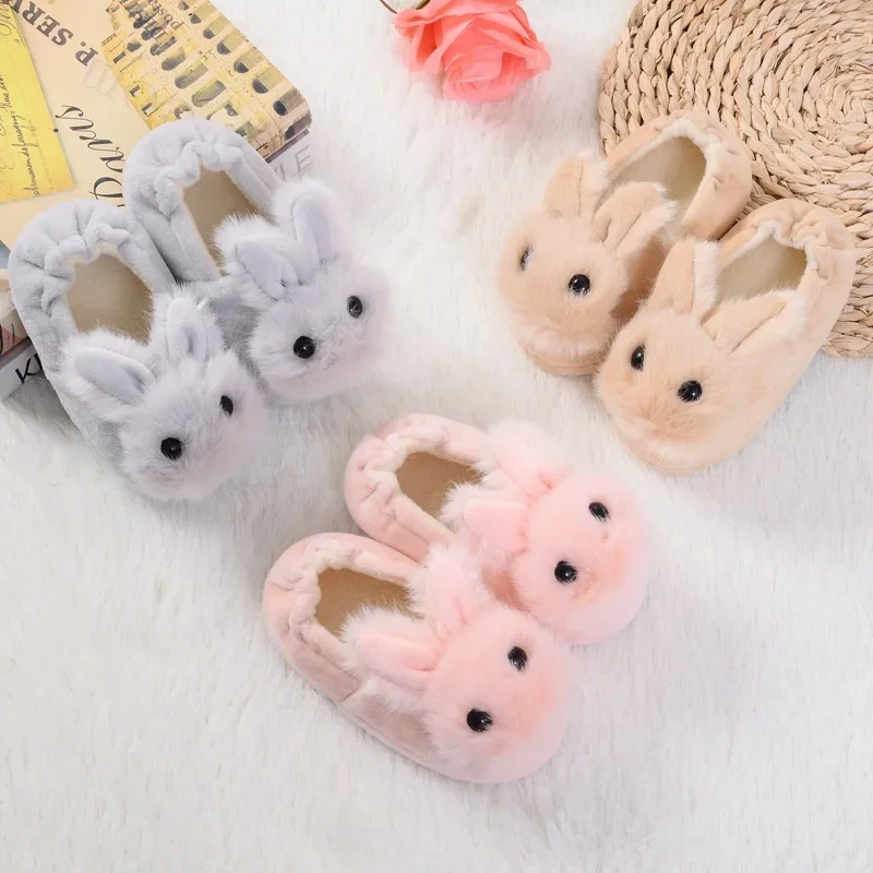 

Baby Winter Slippers Children Boys Girls Cute Cartoon Rabbit Slipper Kids Indoor Fur Warm Shoes Child Home Floor Shoes