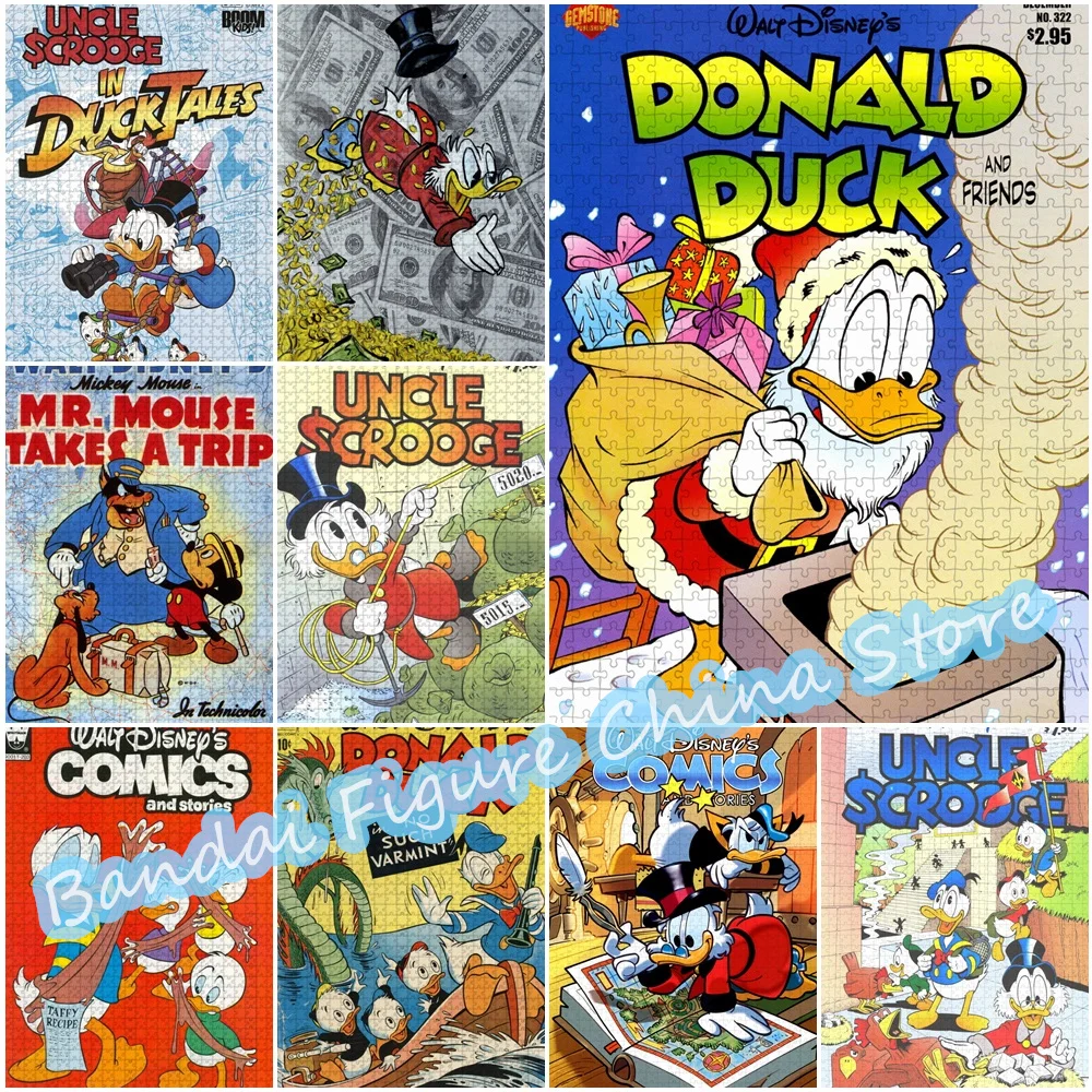 Donald Duck 300/500/1000 Pieces Puzzle Disney Cartoon Anime Figure Jigsaw Puzzle Kids Decompress Educational Toys Birthday Gifts