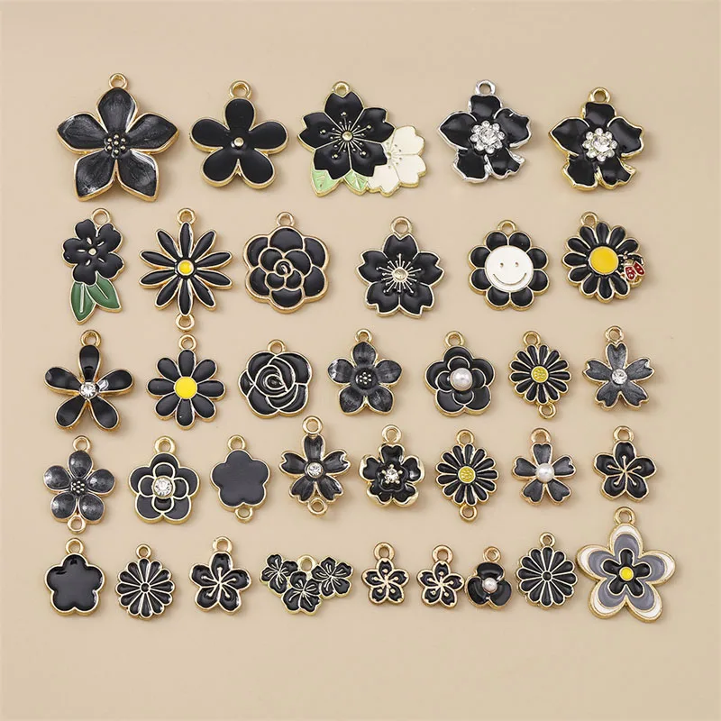 10/20 Stück Gemischte Zufällige Bunte Emaille-Blumen-Anhänger für Schmuckherstellung Ohrringe Halsketten Armbänder DIY Bastelbedarf – Detail 22