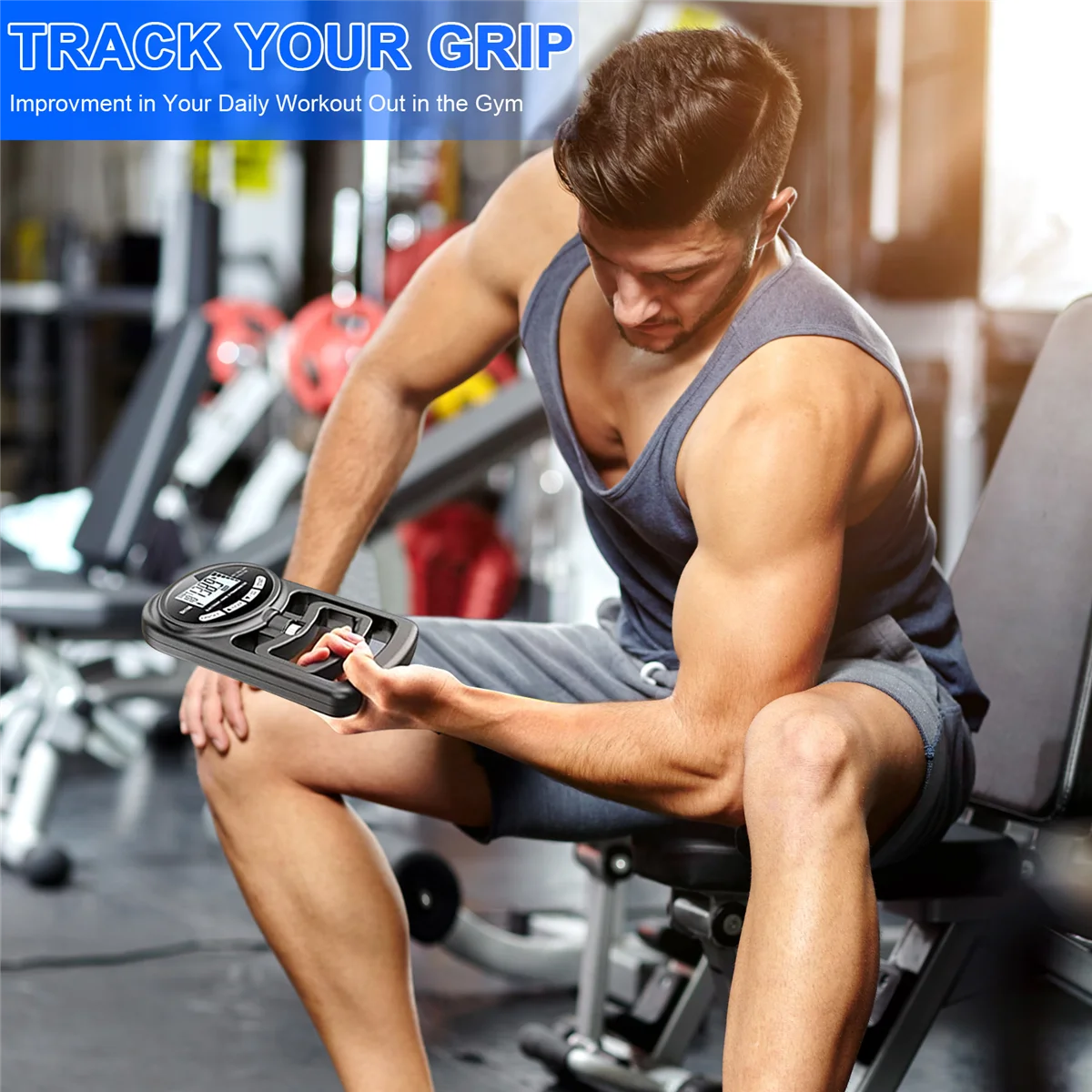 Dinamómetro de mano de 265 libras/120kg, entrenador de fuerza de agarre, probador electrónico de fuerza de agarre, fortalecedor de agarre, negro