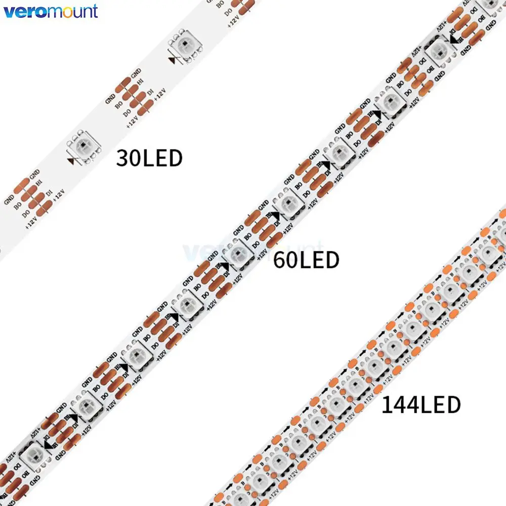 12V WS2815 Pixel LED pasek świetlny WS2812B WS2813 zaktualizowany indywidualnie adresowalny dwusygnałowy punkt przerwania wznowienie 30/60/144 LED/m