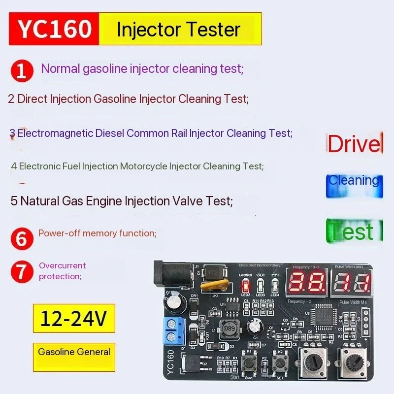 Tester wtryskiwaczy paliwa AM-YC160 typu Simple do samochodów ciężarowych, może testować częstotliwość, szerokość impulsu, 12-24V