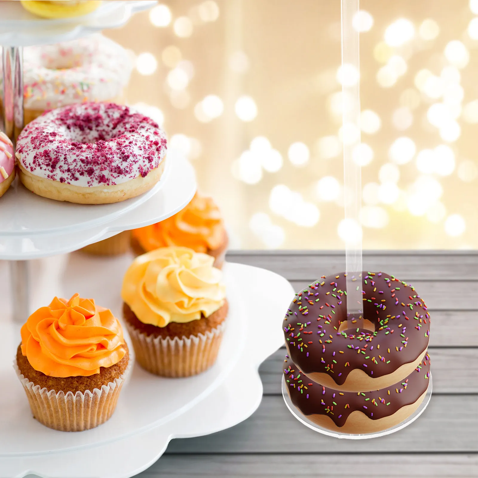 4Pcs Non Slip Acrylic Donut Stand Clear Bagel Holder Tower for Dessert Table Birthday Shower Wedding Christmas Doughnut