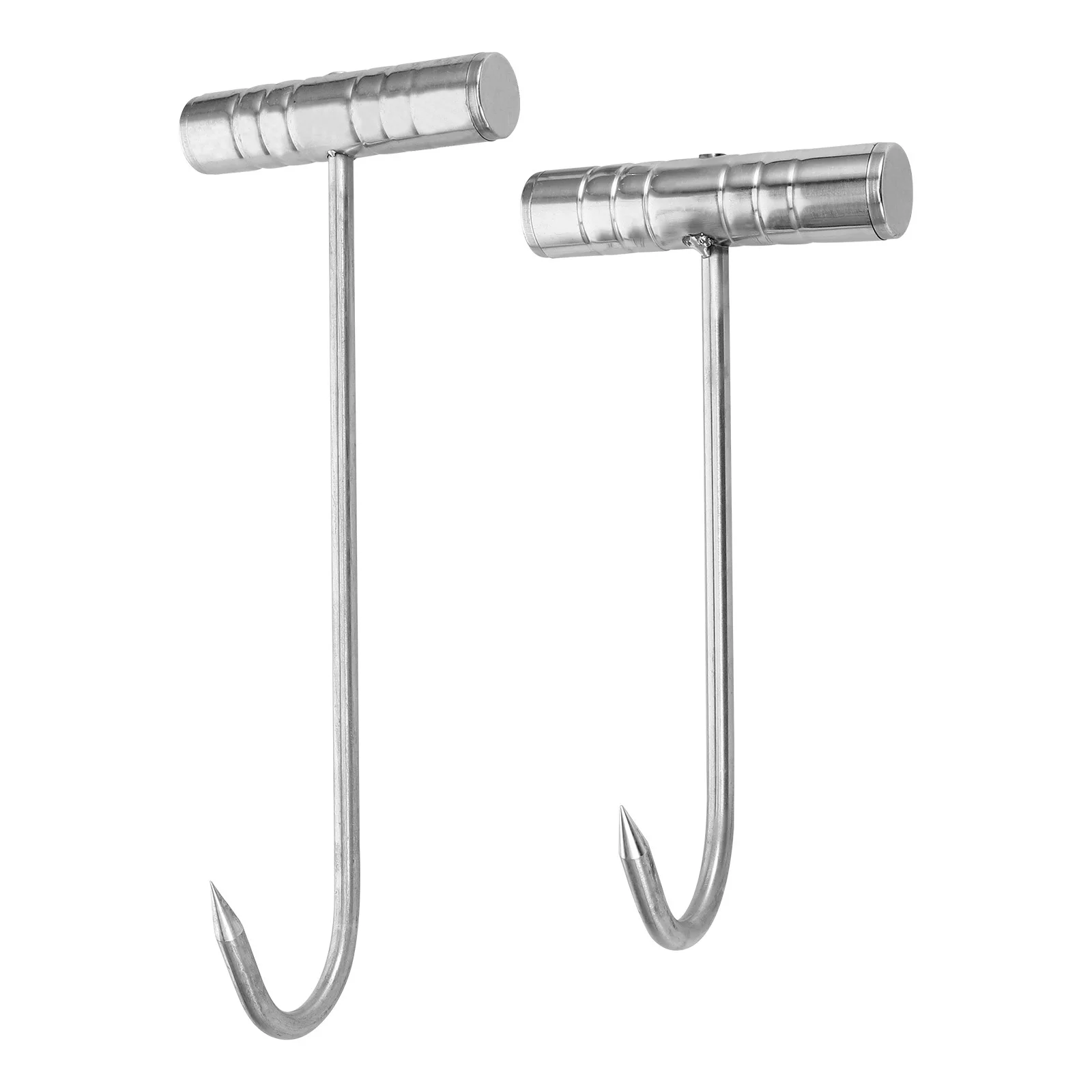 

2Pcs Stainless Steel T Hooks Heavy Duty Meat for Butchering Bbq Camping Handheld Food Flipper Hooks Meat Hook