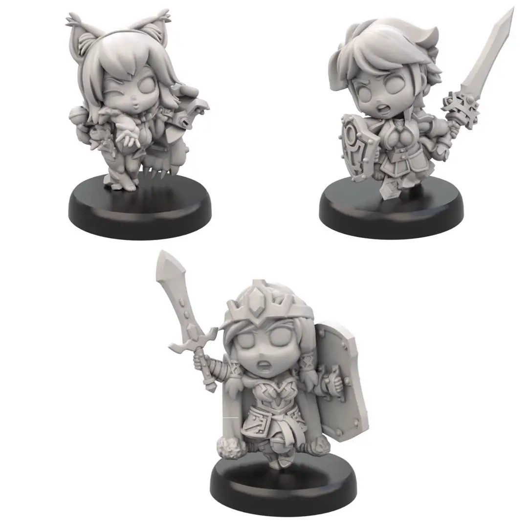 25mm Base , Resin Model Figure GK  ,3 Figure , Unassembled and unpainted kit