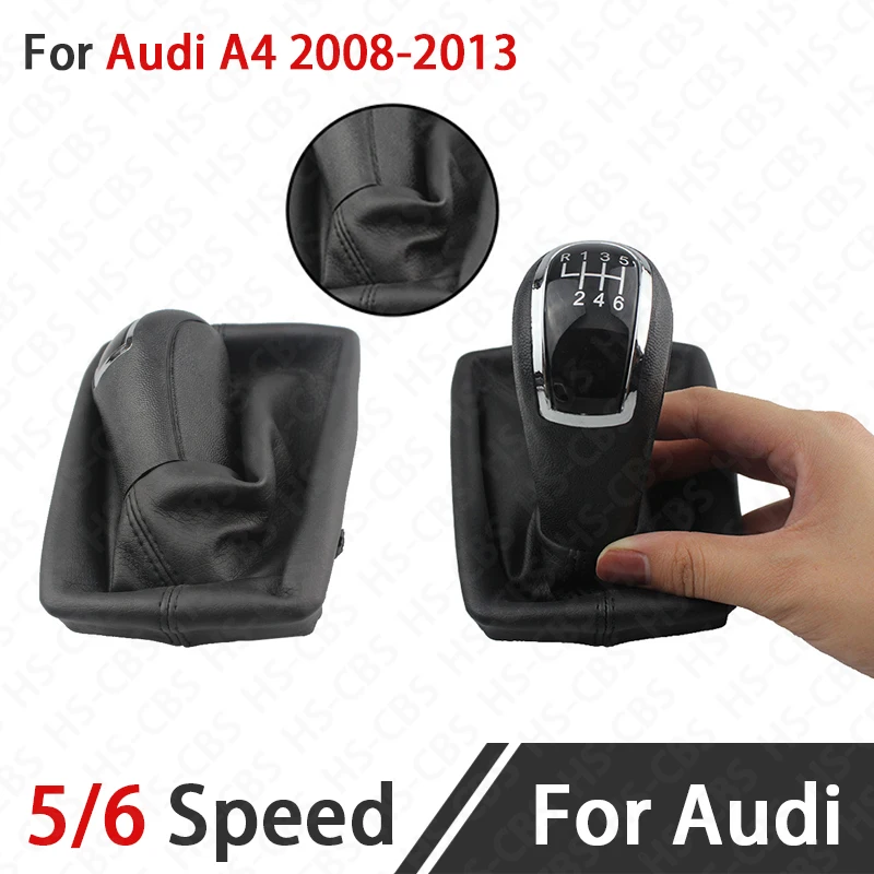 

Car 5/6 Speed Manual Gear Shift Knob Lever With Leather Dustproof Cover For Audi A4 2008-2013 Car Interior Accessories