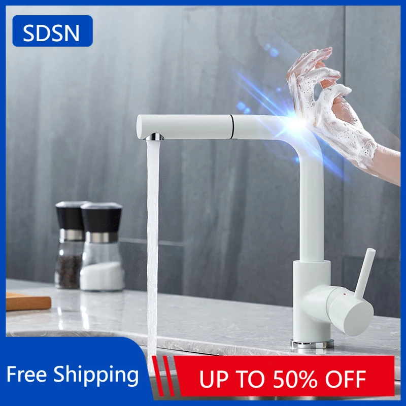 

Smart Touch on Kitchen Sink Faucets 304 Stainless Steel Hot Cold Pull Out Kitchen Sink Mixer Tap Sensor Touch Kitchen Faucet