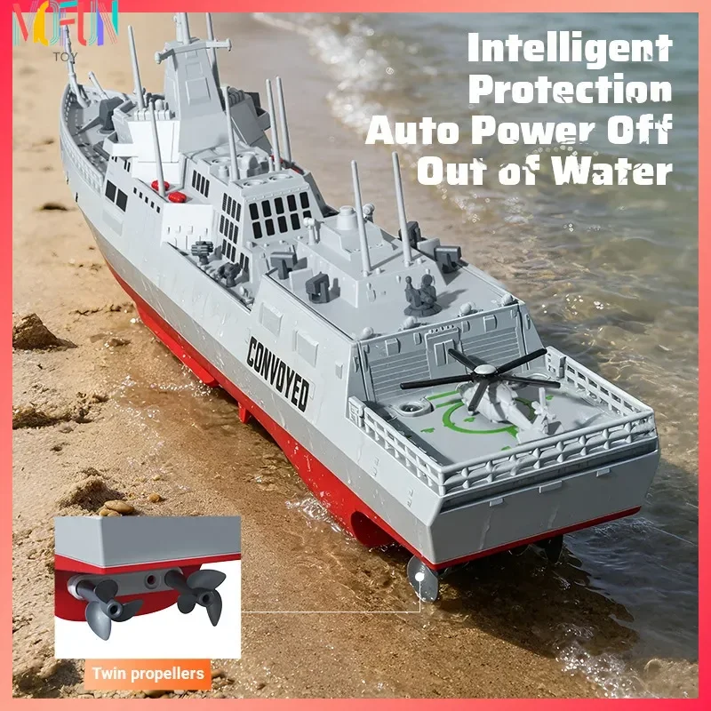 JJRC S28 Remote Control Destroyer 2.4G 4WD RC Warship with Twin Motors Propellers Anti-Collision Durable Out-of-Water Auto Power