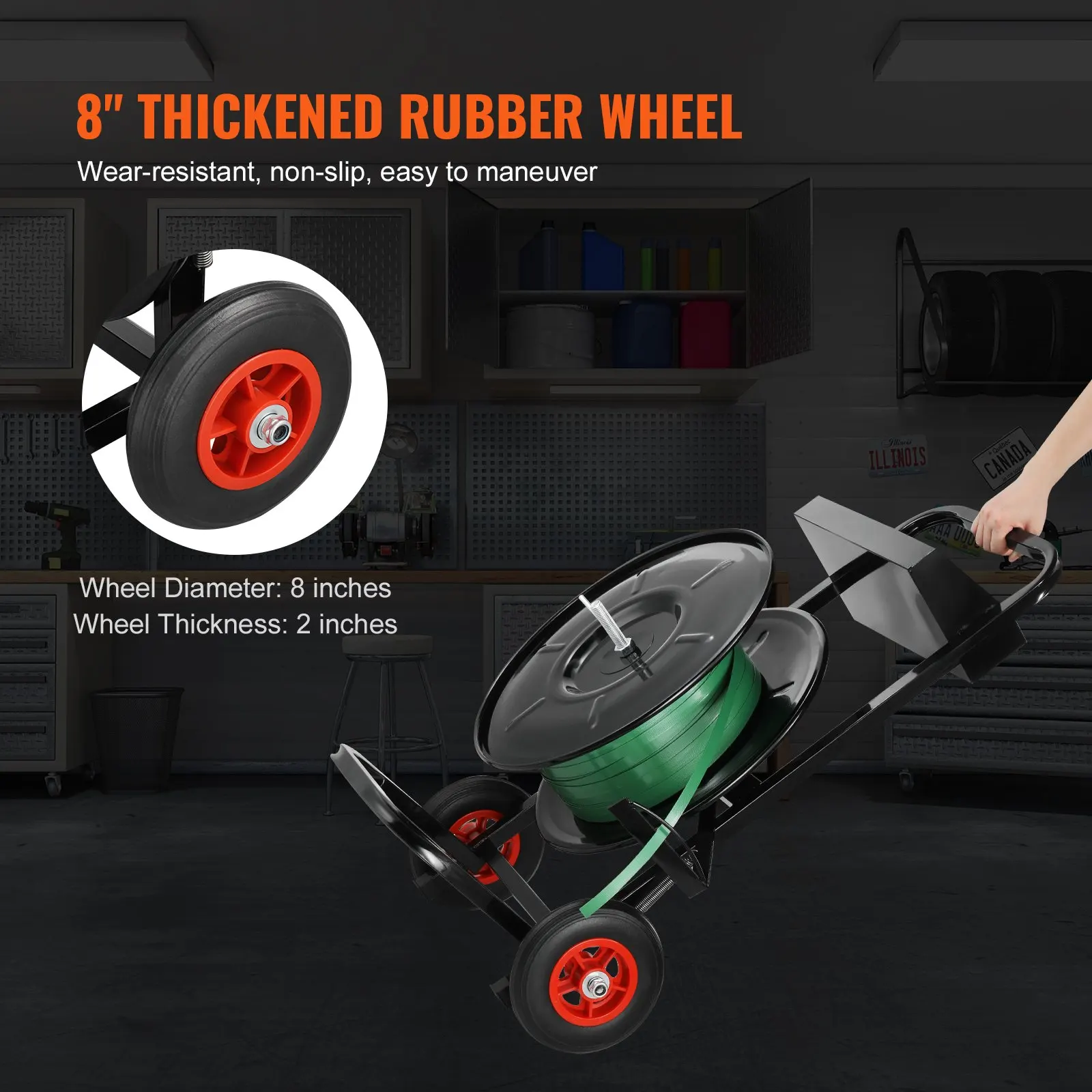 VEVOR Strapping Dispenser Banding Cart for PET/PP Strapping Roll 16"/8" Core