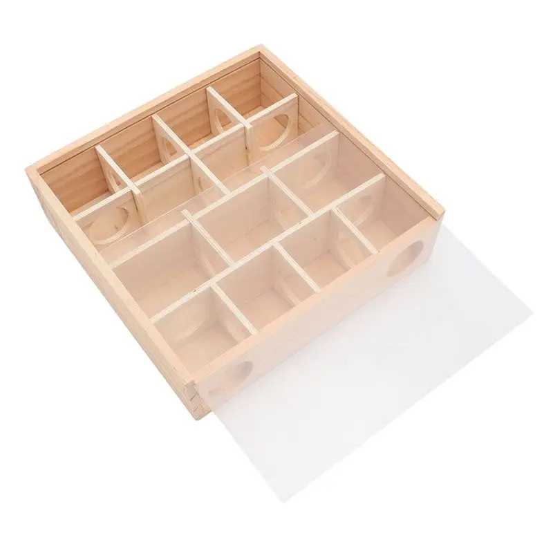 AEE2-Hamster Tunnel Maze With Cover Wooden Interactive Hamster Hideout Tunnel Exploration For Mice Small Gerbil Hamsters
