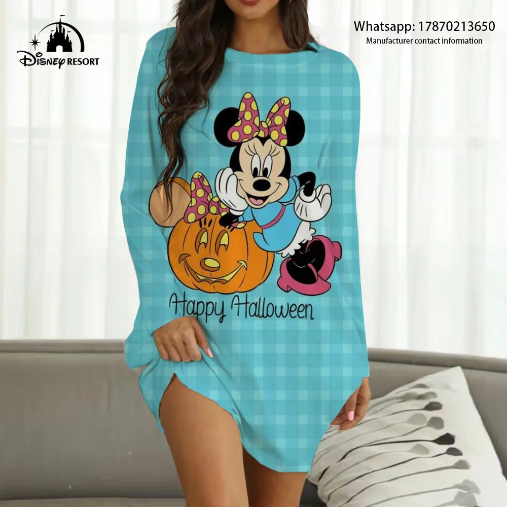 Pullover casual e confortevole da donna abito da casa a maniche lunghe Mickey cartoon pattern abito da casa stampato in 3D 2024 nuovo stile