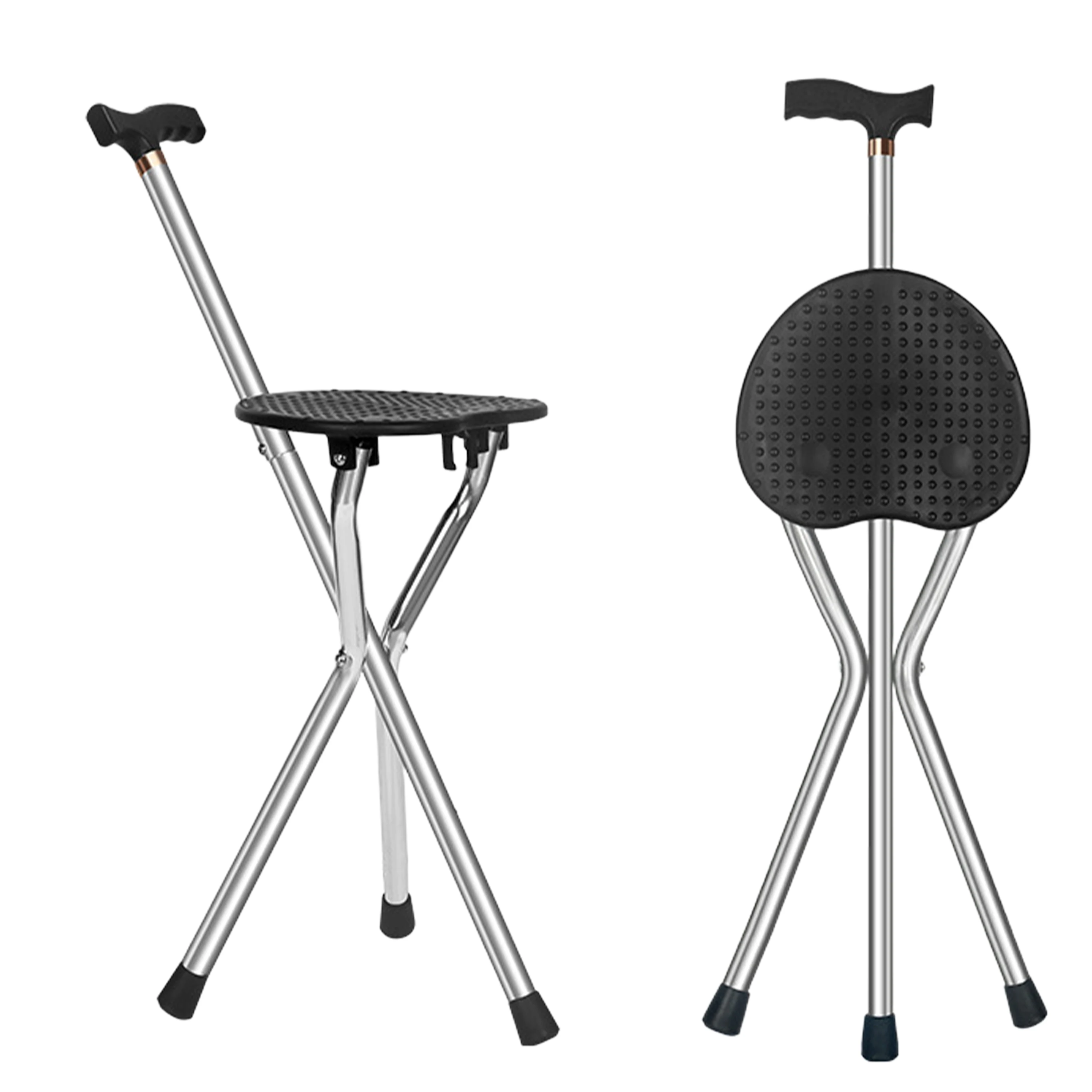 

High quality aluminum alloy folding portable cane with seat, lightweight and adjustable elderly walking cane chair stool