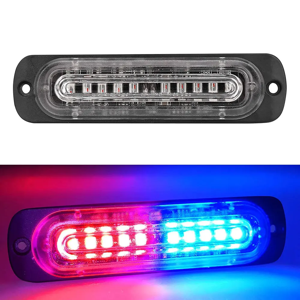 Car Strobe Lights Durable Superbright Universal Car Accessories External Emergency Grille Lights 10 Led Ultra Slim Strobe