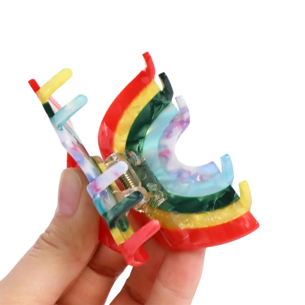 Gifts For Girls Geometrric Large Hairpins Ponytail Holder Acetate Shark Clip Women Hair Clips Rainbow Hair Claw Semi-circle