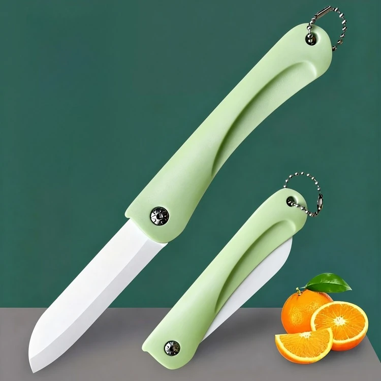 1 Piece Folding Fruit Knife Ceramic Meat Cleaver Kitchen Knife with Non-slip Handle for Kitchen Accessories Pocket Knife