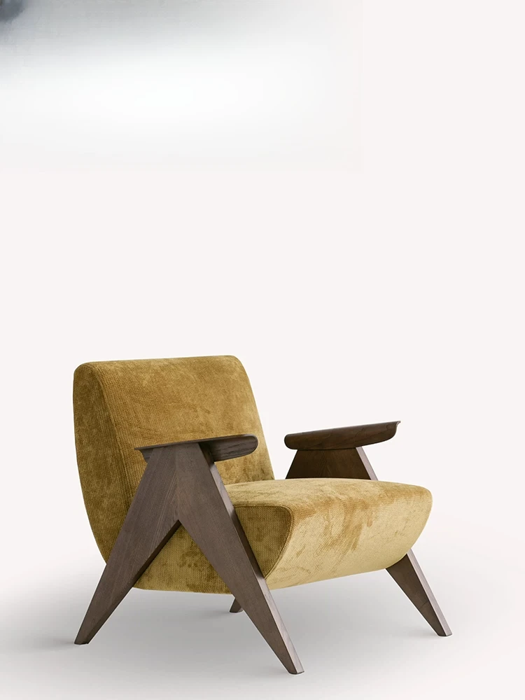 

Lounge chair, nostalgic single solid wood sofa lobby