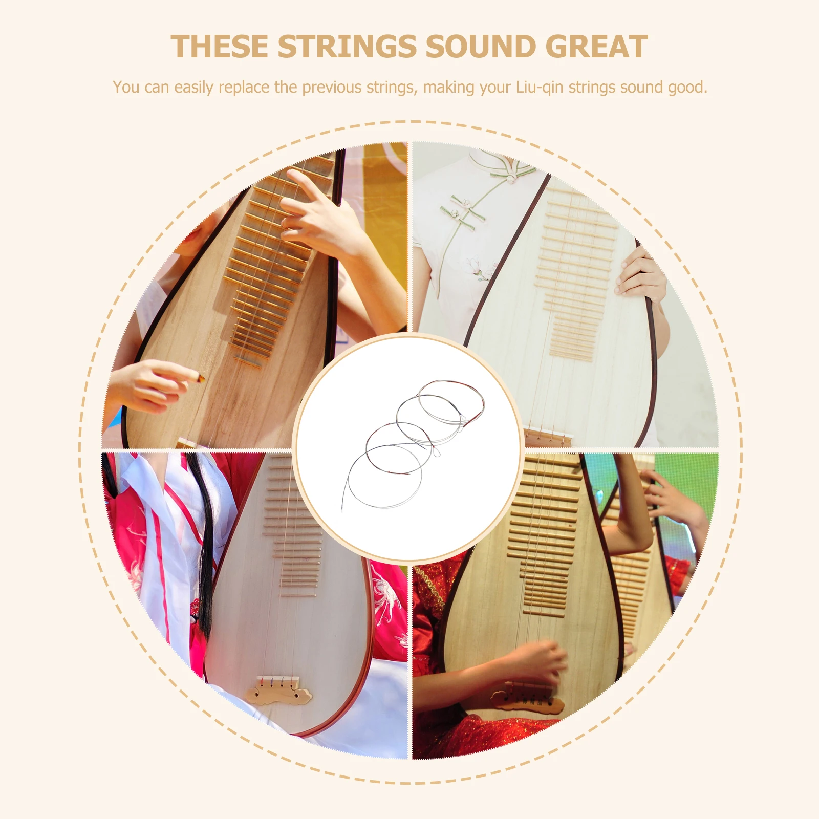 

4pcs Liuqin String Set High Quality Alloy Durable Musical Instrument Parts Accessories Resonant Sound Practical Design Liu chin