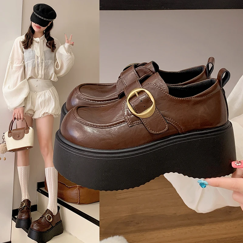 

Новинка 2024 года, удобные повседневные лоферы на толстом каблуке, женские туфли на мягкой подошве с круглым носком на плоской подошве, весенняя новинка в стиле ретро