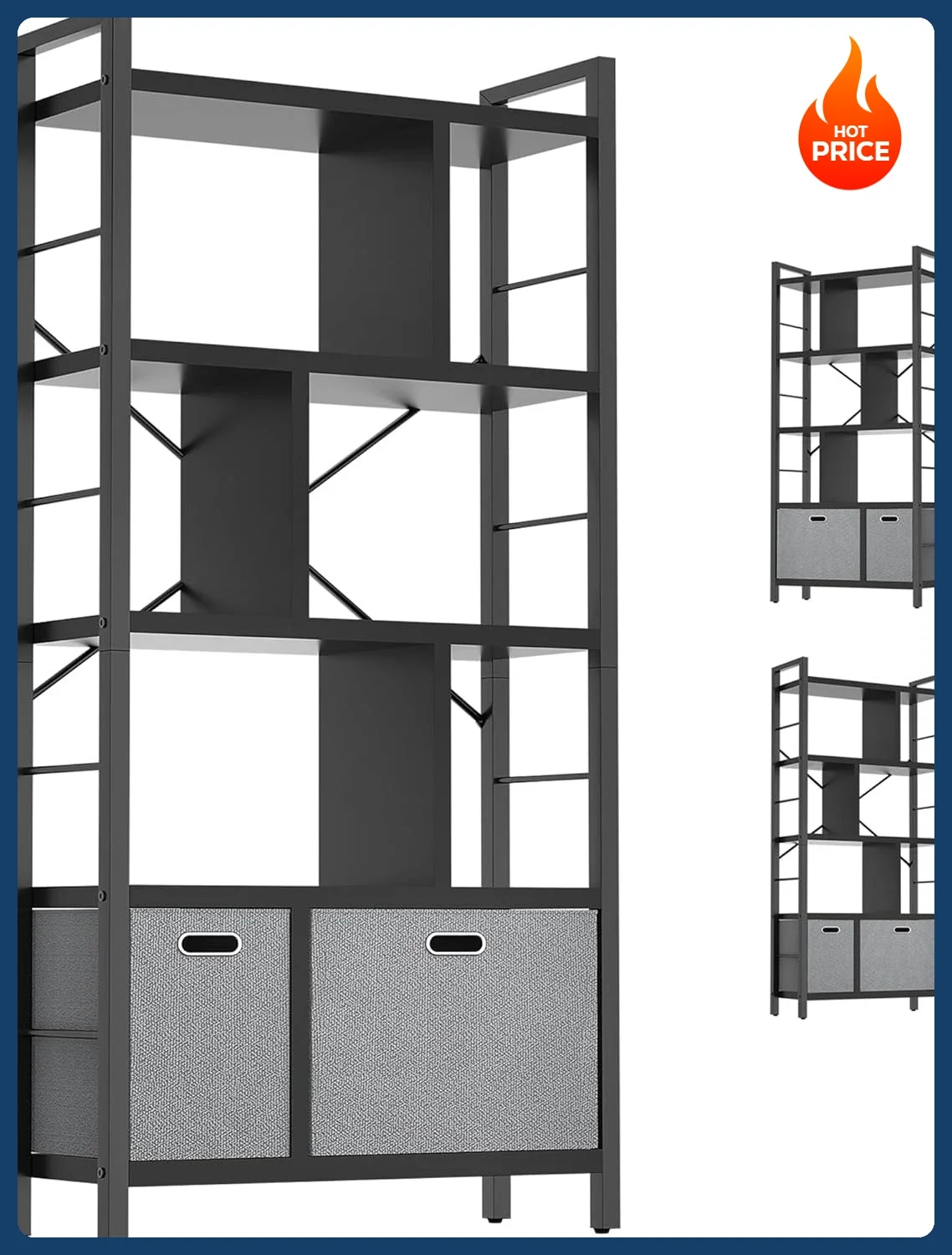 

[Новое поступление! ] Книжная полка с ящиками - 5-уровневый высокий книжный шкаф, современная книжная полка с геометрическим рисунком, витрина, стоячие книжные полки с хранилищем