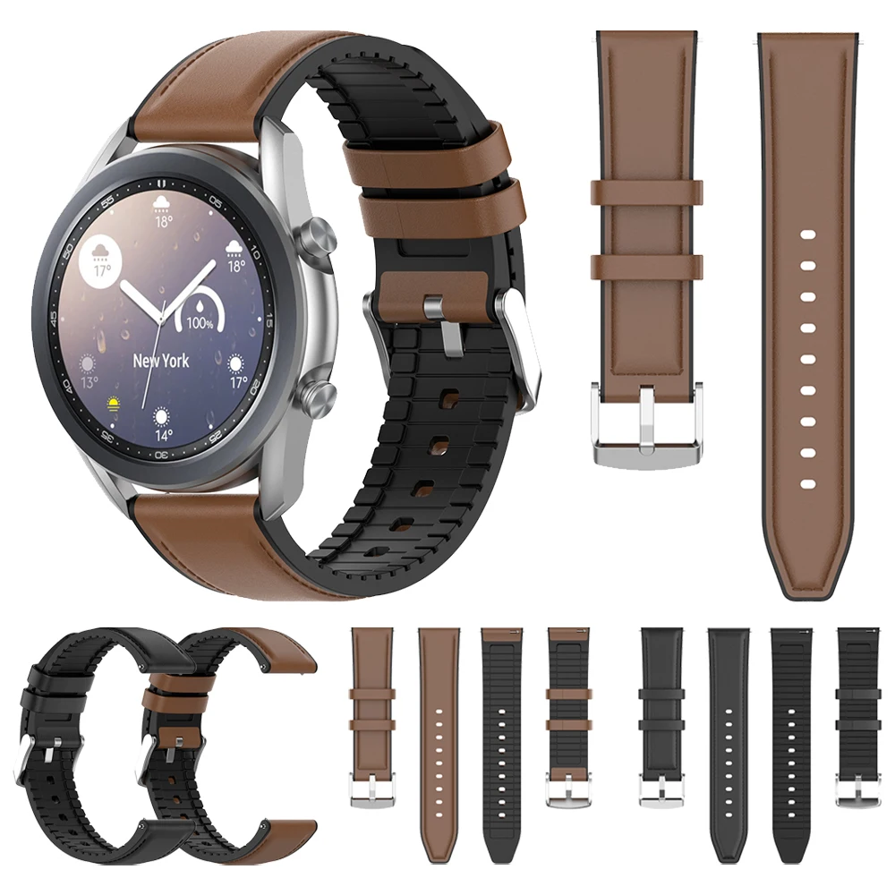 Leather Silicone Strap For Samsung Galaxy Watch 3 Watch3 45mm 41mm Band Gear S3/Active 2/Galaxy 46mm Watchband Bracelet Belt