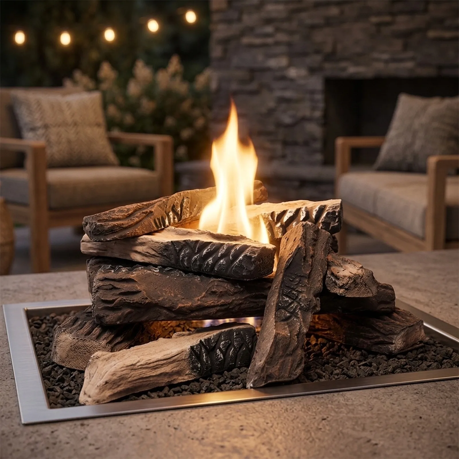 Decorative Wood Bundle for BioEthanol or Gas Fireplaces Realistic Appearance Heat Resistant Set of 5 Artificial Logs