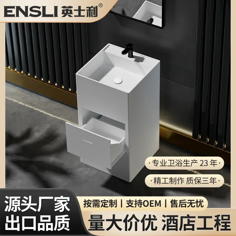 Modern simple integrated column basin floor-to-ceiling hotel wash basin artificial stone pillar